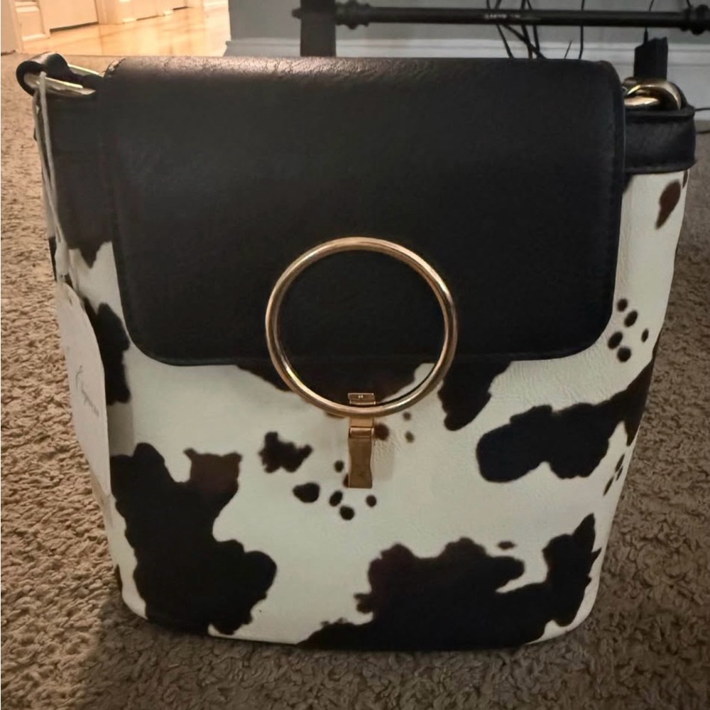 Elegant Moments Black and White Patterned Shoulder Bag